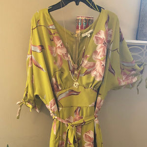 SOLD! Boho Green Floral Kimono Midi Maxi Dress